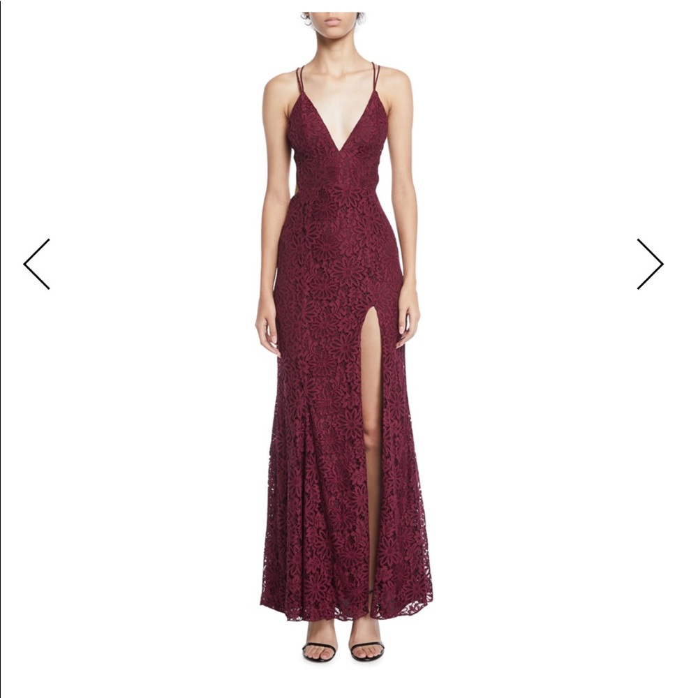 The Yan Daisy Corded Lace Slit Dress